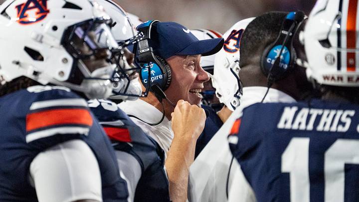 Auburn Tigers defensive coordinator DJ Durkin huddles with his team as Auburn Tigers take on Southern Miss Golden Eagles at Jordan-Hare Stadium in Auburn, Ala. on Saturday, Sept. 12, 2026. Auburn Tigers defeated Southern Miss Golden Eagles 43-8. Auburn Tigers defensive coordinator DJ Durkin huddles with his team as Auburn Tigers take on Southern Miss Golden Eagles at Jordan-Hare Stadium in Auburn, Ala. on Saturday, Sept. 12, 2026. Auburn Tigers defeated Southern Miss Golden Eagles 43-8.