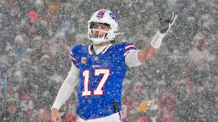 Dec 1, 2024; Orchard Park, New York, USA; Buffalo Bills quarterback Josh Allen (17)