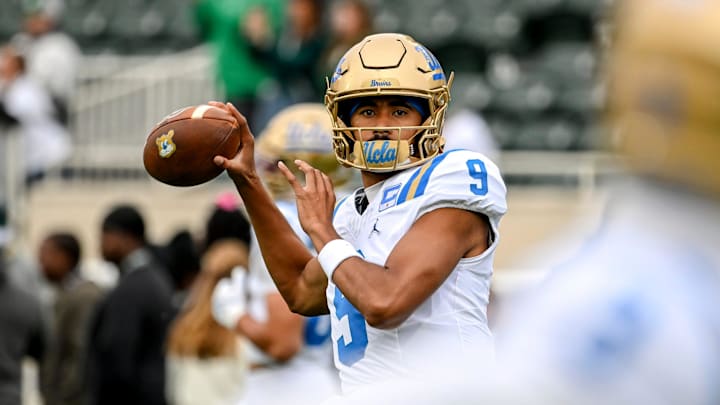 UCLA's Nico Iamaleava warms up before the football game against Michigan State on Saturday, Oct. 11, 2025, at Spartan Stadium in East Lansing. UCLA's Nico Iamaleava warms up before the football game against Michigan State on Saturday, Oct. 11, 2025, at Spartan Stadium in East Lansing.