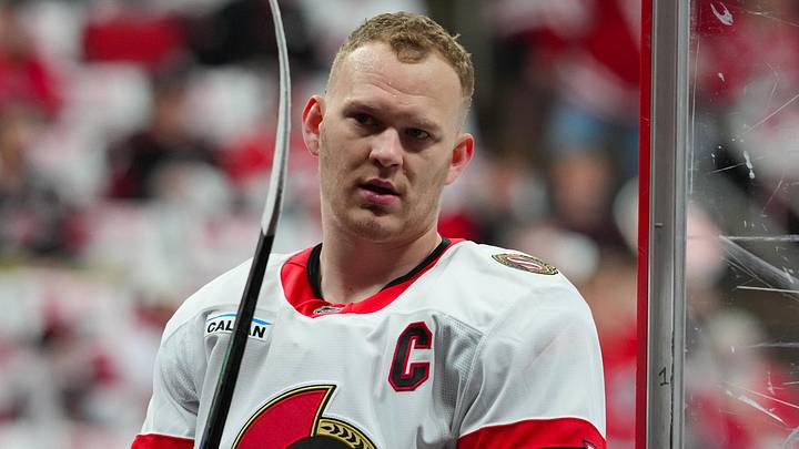 Apr 20, 2026; Raleigh, North Carolina, USA; Ottawa Senators left wing Brady Tkachuk (7) comes off the ice after the warmups before the game against the Carolina Hurricanes in game two of the first round of the 2026 Stanley Cup Playoffs at Lenovo Center. Mandatory Credit: James Guillory-Imagn Images Apr 20, 2026; Raleigh, North Carolina, USA; Ottawa Senators left wing Brady Tkachuk (7) comes off the ice after the warmups before the game against the Carolina Hurricanes in game two of the first round of the 2026 Stanley Cup Playoffs at Lenovo Center. Mandatory Credit: James Guillory-Imagn Images