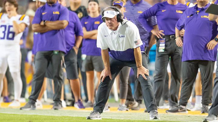 Tigers head coach Brian Kelly as LSU Tigers take on the the Army Black Knights in Tiger Stadium in Tigers head coach Brian Kelly as LSU Tigers take on the the Army Black Knights in Tiger Stadium in