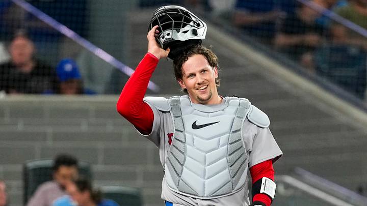 Aug 12, 2026; Toronto, Ontario, CAN; Boston Red Sox catcher Adley Rutschman (31) looks on against the Toronto Blue Jays during the fifth inning at Rogers Centre. Mandatory Credit: Kevin Sousa-Imagn Images Aug 12, 2026; Toronto, Ontario, CAN; Boston Red Sox catcher Adley Rutschman (31) looks on against the Toronto Blue Jays during the fifth inning at Rogers Centre. Mandatory Credit: Kevin Sousa-Imagn Images