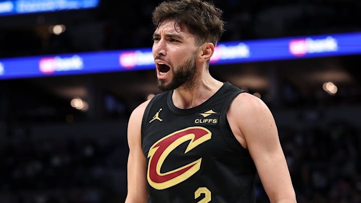 Jan 18, 2025; Minneapolis, Minnesota, USA; Cleveland Cavaliers guard Ty Jerome (2) celebrates his basket during the third quarter against the Minnesota Timberwolves at Target Center. Mandatory Credit: Matt Krohn-Imagn Images Jan 18, 2025; Minneapolis, Minnesota, USA; Cleveland Cavaliers guard Ty Jerome (2) celebrates his basket during the third quarter against the Minnesota Timberwolves at Target Center. Mandatory Credit: Matt Krohn-Imagn Images