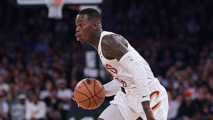 May 21, 2026; New York, New York, USA; Cleveland Cavaliers guard Dennis Schroder (8) dribbles against the New York Knicks during the second quarter of the eastern conference finals of the 2026 NBA playoffs at Madison Square Garden. Mandatory Credit: Vincent Carchietta-Imagn Images May 21, 2026; New York, New York, USA; Cleveland Cavaliers guard Dennis Schroder (8) dribbles against the New York Knicks during the second quarter of the eastern conference finals of the 2026 NBA playoffs at Madison Square Garden. Mandatory Credit: Vincent Carchietta-Imagn Images