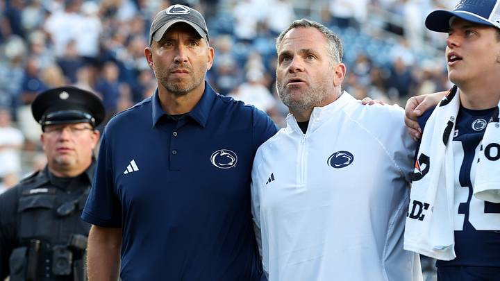 Penn State Nittany Lions athletic director Pat Kraft (right) stands with head coach Matt Campbell (left) following the game against the Marshall Thundering Herd at West Shore Home Field at Beaver Stadium Penn State Nittany Lions athletic director Pat Kraft (right) stands with head coach Matt Campbell (left) following the game against the Marshall Thundering Herd at West Shore Home Field at Beaver Stadium