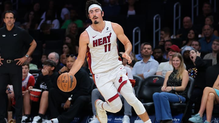 Oct 28, 2025; Miami, Florida, USA; Miami Heat guard Jaime Jaquez Jr. (11) drives to the basket against Charlotte Hornets during the fourth quarter at Kaseya Center. Mandatory Credit: Sam Navarro-Imagn Images Oct 28, 2025; Miami, Florida, USA; Miami Heat guard Jaime Jaquez Jr. (11) drives to the basket against Charlotte Hornets during the fourth quarter at Kaseya Center. Mandatory Credit: Sam Navarro-Imagn Images