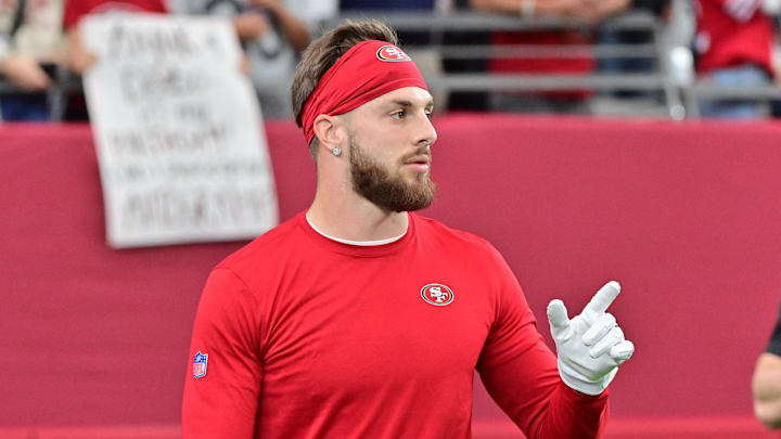 Jan 5, 2025; Glendale, Arizona, USA; San Francisco 49ers wide receiver Ricky Pearsall (14) looks on prior to the game against the Arizona Cardinals at State Farm Stadium. Mandatory Credit: Matt Kartozian-Imagn Images Jan 5, 2025; Glendale, Arizona, USA; San Francisco 49ers wide receiver Ricky Pearsall (14) looks on prior to the game against the Arizona Cardinals at State Farm Stadium. Mandatory Credit: Matt Kartozian-Imagn Images