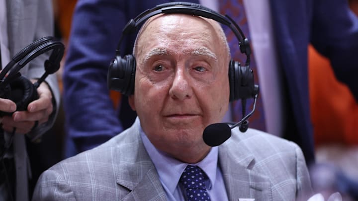 Mar 1, 2025; Knoxville, Tennessee, USA; ESPN analyst Dick Vitale before the game between the Tennessee Volunteers and the Alabama Crimson Tide at Thompson-Boling Arena at Food City Center. Mandatory Credit: Randy Sartin-Imagn Images