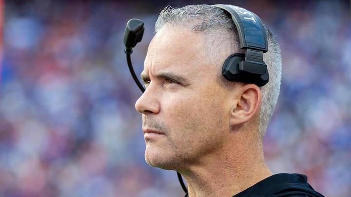 Nov 29, 2025; Gainesville, Florida, USA; Florida State Seminoles head coach Mike Norvell walks the sidelines during the first quarter against the Florida Gators at Ben Hill Griffin Stadium. Mandatory Credit: Bob Kupbens-Imagn Images