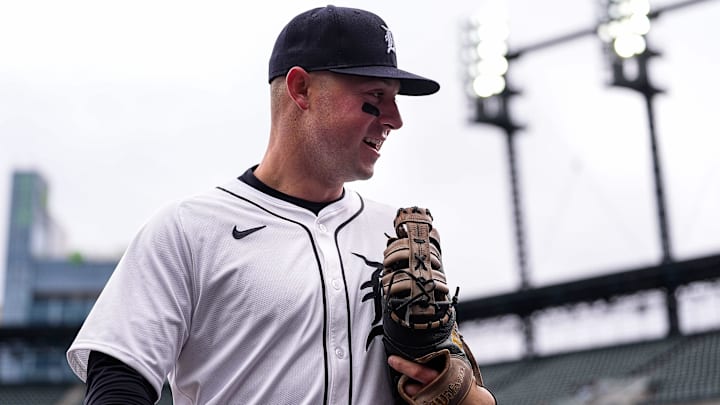 Detroit Tigers first base Spencer Torkelson (20) walks off the field. Detroit Tigers first base Spencer Torkelson (20) walks off the field.