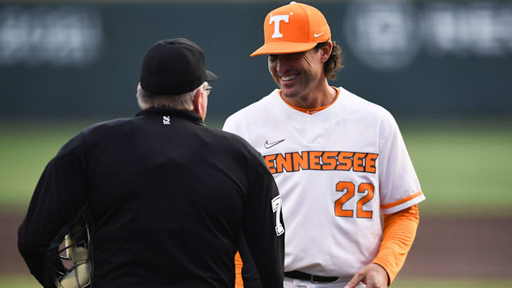 Tennessee baseball coach Tony Vitello during the NCAA college baseball game against Alabama A&M in Knoxville, Tenn. on Tuesday, February 21, 2023.
Ut Baseball Alabama A M Tennessee baseball coach Tony Vitello during the NCAA college baseball game against Alabama A&M in Knoxville, Tenn. on Tuesday, February 21, 2023.
Ut Baseball Alabama A M