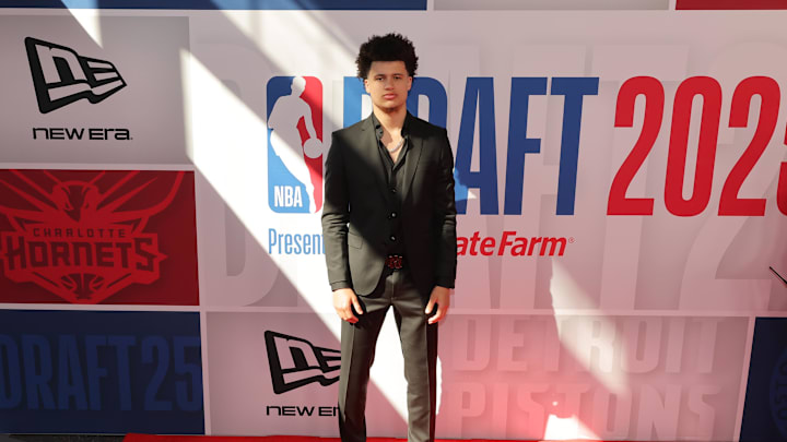Jun 25, 2025; Brooklyn, NY, USA; Walter Clayton Jr. arrives before the first round of the 2025 NBA Draft at Barclays Center. Mandatory Credit: Brad Penner-Imagn Images
