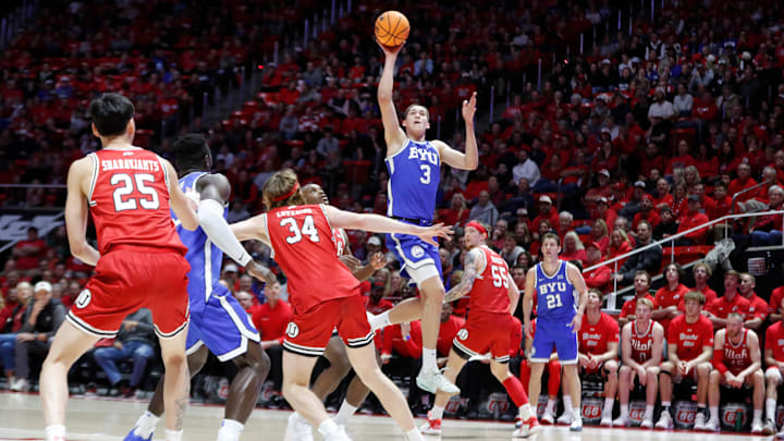 Egor Demin puts up a shot against Utah
