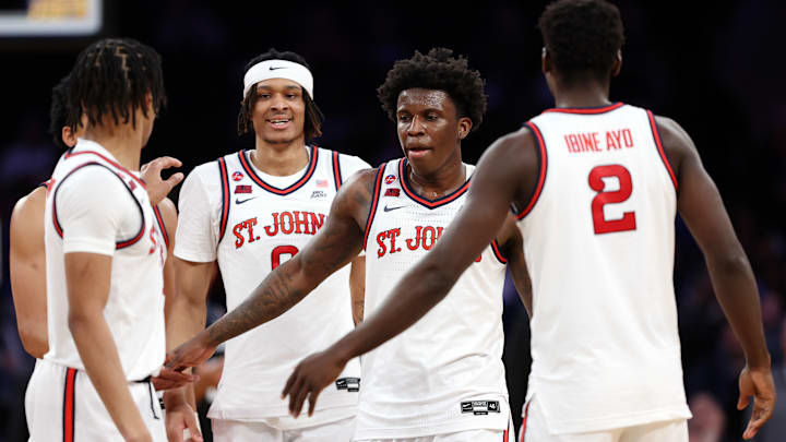 Butler v St. John's; St. John's basketball players greet Kadary Richmond during the Big East Tournament Quarterfinal