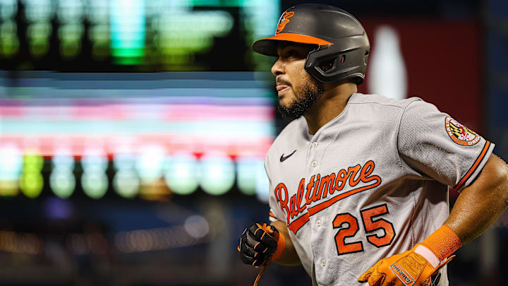 Sep 14, 2022; Washington, District of Columbia, USA; Baltimore Orioles right fielder Anthony Santander (25) looks on against the Washington Nationals during the second inning at Nationals Park.