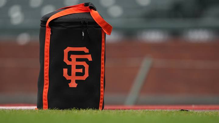 A ball bag with the San Francisco Giants logo. A ball bag with the San Francisco Giants logo.