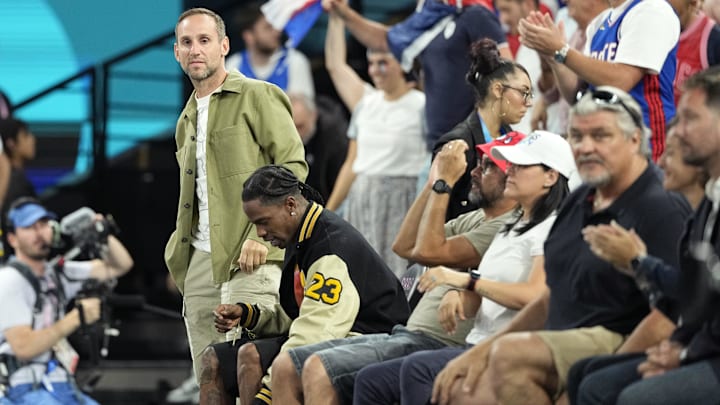 Aug 8, 2024; Paris, France; American businessman Michael Rubin looks on during the first half between France and Germany in a men's basketball semifinal game during the Paris 2024 Olympic Summer Games at Accor Arena. Mandatory Credit: Kyle Terada-Imagn Images Aug 8, 2024; Paris, France; American businessman Michael Rubin looks on during the first half between France and Germany in a men's basketball semifinal game during the Paris 2024 Olympic Summer Games at Accor Arena. Mandatory Credit: Kyle Terada-Imagn Images