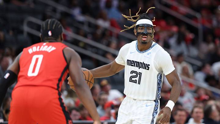 Apr 12, 2026; Houston, Texas, USA; Memphis Grizzlies guard Jahmai Mashack (21) dribbles the ball during the third quarter against the Houston Rockets at Toyota Center. Mandatory Credit: Troy Taormina-Imagn Images Apr 12, 2026; Houston, Texas, USA; Memphis Grizzlies guard Jahmai Mashack (21) dribbles the ball during the third quarter against the Houston Rockets at Toyota Center. Mandatory Credit: Troy Taormina-Imagn Images