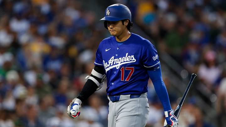 Jul 1, 2026; West Sacramento, California, USA; Los Angeles Dodgers designated hitter Shohei Ohtani (17) reacts after striking out during the seventh inning against the Athletics at Sutter Health Park. Mandatory Credit: Sergio Estrada-Imagn Images Jul 1, 2026; West Sacramento, California, USA; Los Angeles Dodgers designated hitter Shohei Ohtani (17) reacts after striking out during the seventh inning against the Athletics at Sutter Health Park. Mandatory Credit: Sergio Estrada-Imagn Images