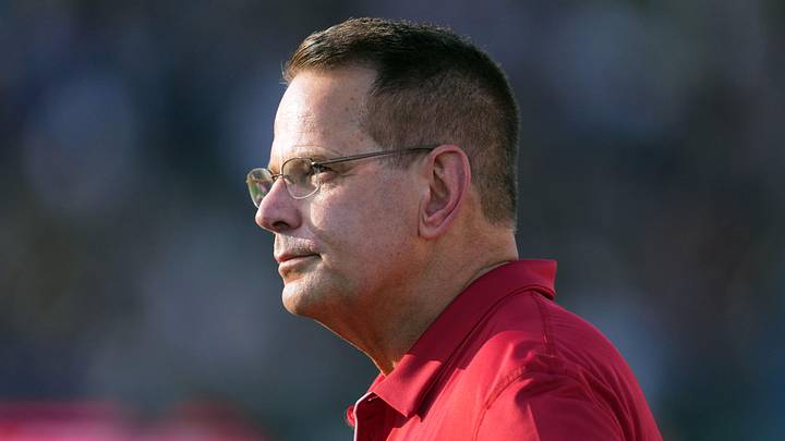 Sep 14, 2024; Pasadena, California, USA; Indiana Hoosiers head coach Curt Cignetti reacts in the first half against the UCLA Bruins at Rose Bowl. Mandatory Credit: Kirby Lee-Imagn Images