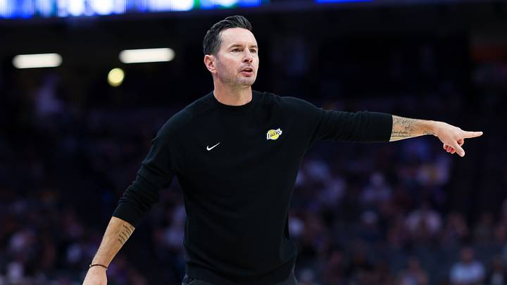 Oct 5, 2026; Sacramento, California, USA; Los Angeles Lakers head coach JJ Redick instructs his players during the second quarter against the Sacramento Kings at Golden 1 Center. Mandatory Credit: Sergio Estrada-Imagn Images Oct 5, 2026; Sacramento, California, USA; Los Angeles Lakers head coach JJ Redick instructs his players during the second quarter against the Sacramento Kings at Golden 1 Center. Mandatory Credit: Sergio Estrada-Imagn Images