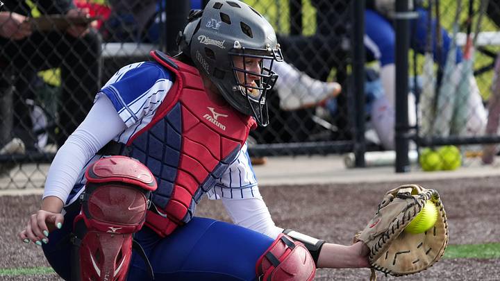 Waukesha West's Payton Hisel (1) catches a pitch versus Muskego in a Classic 8 Conference game on May 22, 2025. Waukesha West's Payton Hisel (1) catches a pitch versus Muskego in a Classic 8 Conference game on May 22, 2025.