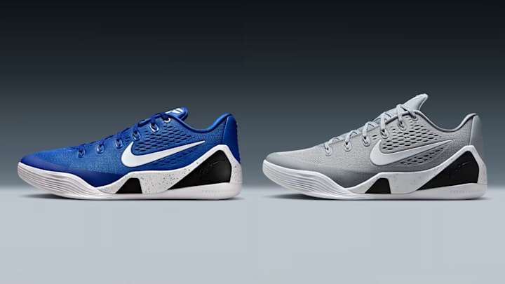 The Nike Kobe 9 Elite Low EM Protro has dropped in "Wolf Grey" and "Game Royal" colorways. The Nike Kobe 9 Elite Low EM Protro has dropped in "Wolf Grey" and "Game Royal" colorways.
