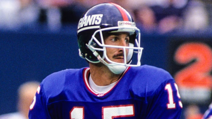 Oct 11, 1992; East Rutherford, NJ, USA; FILE PHOTO; New York Giants quarterback Jeff Hostetler (15) in action against the Phoenix Cardinals at Giants Stadium. Oct 11, 1992; East Rutherford, NJ, USA; FILE PHOTO; New York Giants quarterback Jeff Hostetler (15) in action against the Phoenix Cardinals at Giants Stadium.