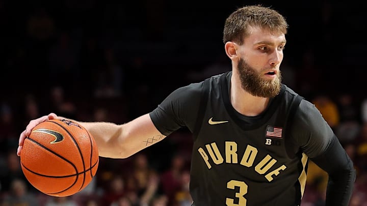 Purdue Boilermakers guard Braden Smith (3) dribbles the ball.