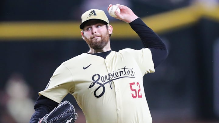 Arizona Diamondbacks pitcher Jordan Montgomery (52) delivers a pitch on Aug. 27, 2024 at Chase Field in Phoenix. Arizona Diamondbacks pitcher Jordan Montgomery (52) delivers a pitch on Aug. 27, 2024 at Chase Field in Phoenix.