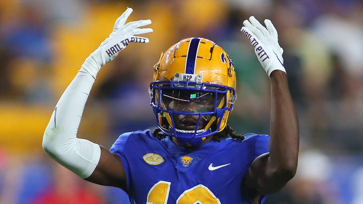 Pittsburgh Panthers M.J. Devonshire pumps up the crowd during the second half against the Cincinnati Pittsburgh Panthers M.J. Devonshire pumps up the crowd during the second half against the Cincinnati