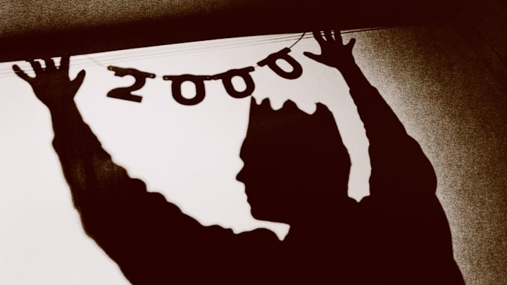 A 2000 reveler decorates for mutually assured nuclear destruction.