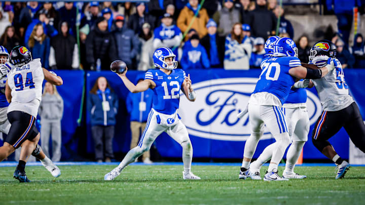 BYU quarterback Jake Retzlaff against Kansas