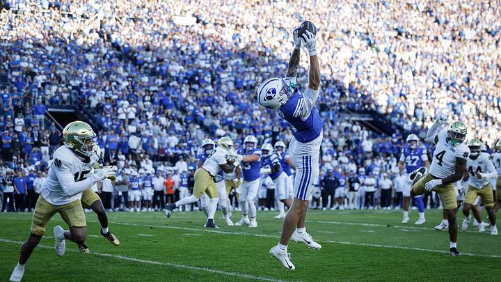 BYU Football wide receiver Kyler Kasper against Notre Dame BYU Football wide receiver Kyler Kasper against Notre Dame