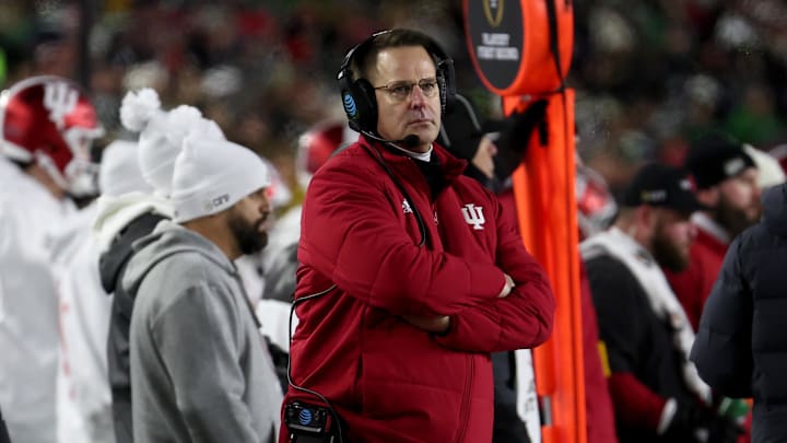 Indiana Hoosiers head coach Curt Cignetti during the first half against the Notre Dame Fighting Irish at Notre Dame Stadium.