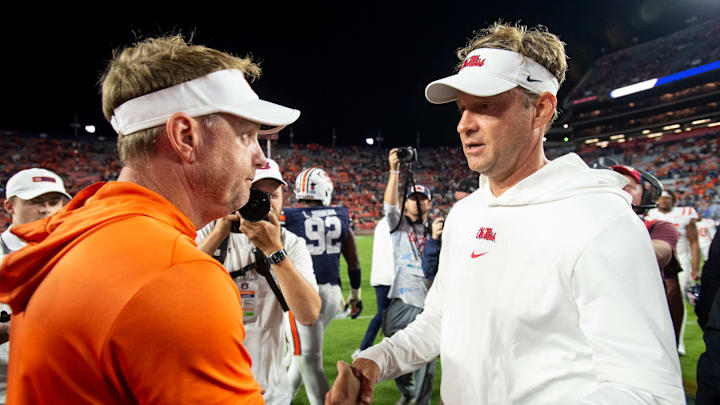 Lane Kiffin, Hugh Freeze, Ole Miss v Auburn