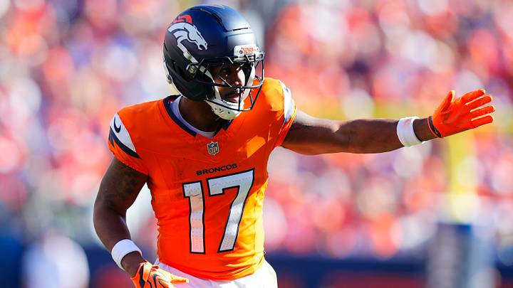 Sep 20, 2026; Denver, Colorado, USA;  Denver Broncos wide receiver Jaylen Waddle (17) at the line of scrimmage.