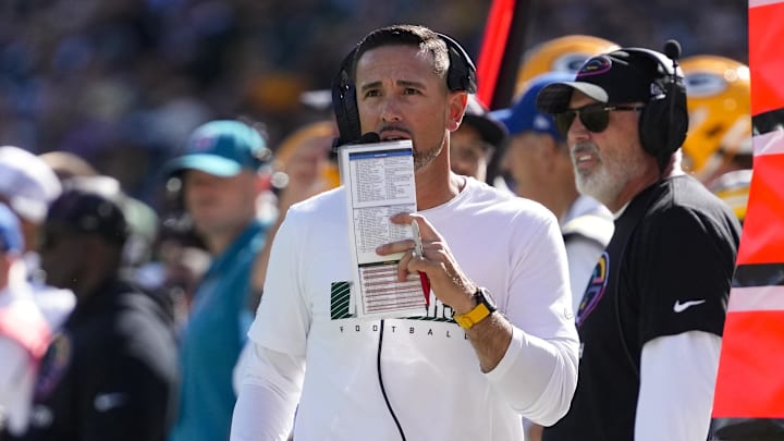 Sep 29, 2024; Green Bay, Wisconsin, USA;  Green Bay Packers head coach Matt LaFleur during the third quarter against the Minnesota Vikings at Lambeau Field. Mandatory Credit: Jeff Hanisch-Imagn Images