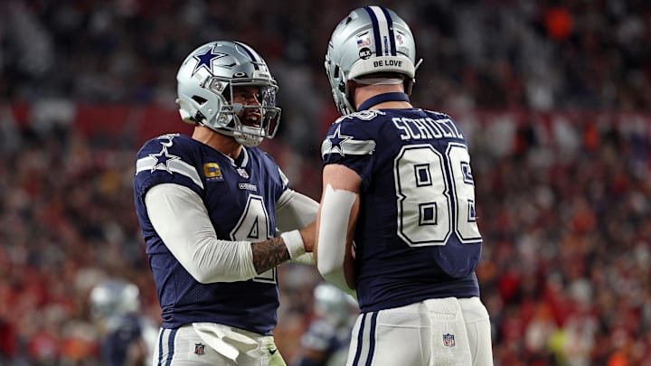 Jan 16, 2023; Tampa, Florida, USA; Dallas Cowboys quarterback Dak Prescott (4) reacts with Dallas