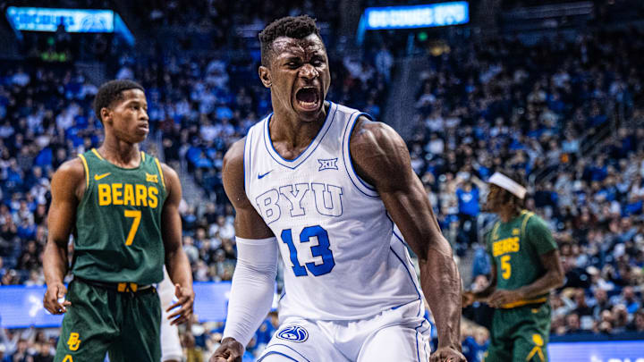 BYU center Keba Keita throws down a dunk against Baylor BYU center Keba Keita throws down a dunk against Baylor