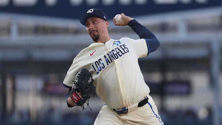 May 9, 2026; Los Angeles, California, USA; Los Angeles Dodgers pitcher Blake Snell (7) throws to the plate during the second inning against the Atlanta Braves at Dodger Stadium. Mandatory Credit: Kiyoshi Mio-Imagn Images May 9, 2026; Los Angeles, California, USA; Los Angeles Dodgers pitcher Blake Snell (7) throws to the plate during the second inning against the Atlanta Braves at Dodger Stadium. Mandatory Credit: Kiyoshi Mio-Imagn Images
