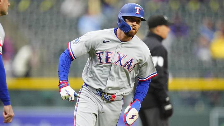 Texas Rangers right fielder Brandon Nimmo. Texas Rangers right fielder Brandon Nimmo.