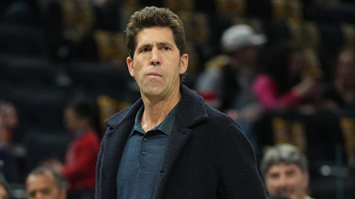 Dec 25, 2022; San Francisco, California, USA; Golden State Warriors president Bob Myers before the game against the Memphis Grizzlies at Chase Center. Mandatory Credit: Darren Yamashita-Imagn Images
