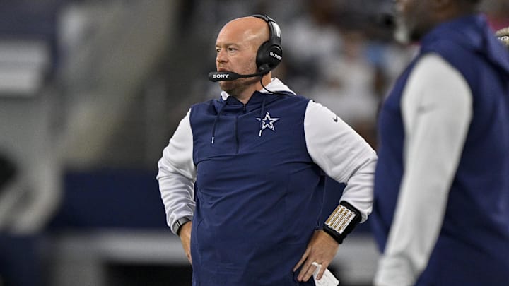 Dallas Cowboys defensive line coach Aaron Whitecotton during the game between the Dallas Cowboys and the Baltimore Ravens at AT&T Stadium. 