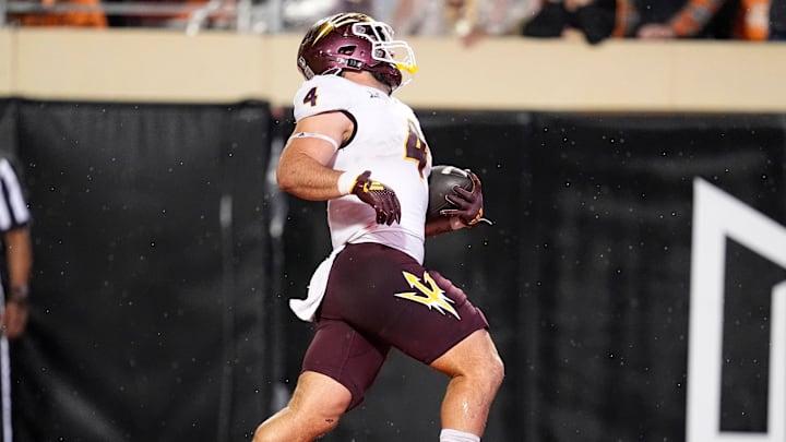 Arizona State Sun Devils running back Cam Skattebo (4) is dealing with an undisclosed injury and his status for Saturday's game is in doubt. Arizona State Sun Devils running back Cam Skattebo (4) is dealing with an undisclosed injury and his status for Saturday's game is in doubt.