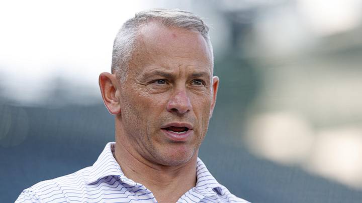 Jul 3, 2025; Chicago, Illinois, USA; Chicago Cubs president of baseball operations Jed Hoyer speaks before a baseball game between the Chicago Cubs and Cleveland Guardians at Wrigley Field. Mandatory Credit: Kamil Krzaczynski-Imagn Images