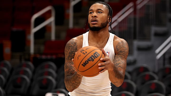 Nov 2, 2024; Houston, Texas, USA; Houston Rockets guard Cam Whitmore (7) warms up prior to the game against the Golden State Warriors at Toyota Center. Mandatory Credit: Erik Williams-Imagn Images
Nov 2, 2024; Houston, Texas, USA; Houston Rockets guard Cam Whitmore (7) warms up prior to the game against the Golden State Warriors at Toyota Center. Mandatory Credit: Erik Williams-Imagn Images