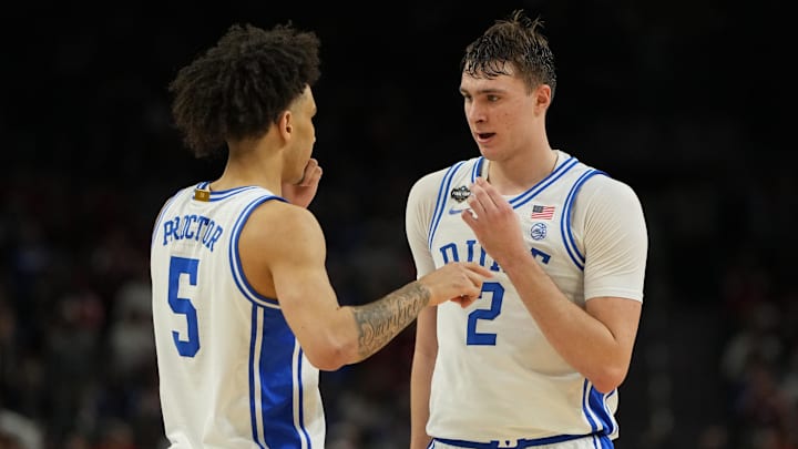 Duke basketball guard Tyrese Proctor and forward Cooper Flagg
