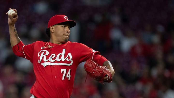 Cincinnati Reds pitcher Jose Franco (74) pitches in the seventh inning of the MLB baseball game between the Cincinnati Reds and the Colorado Rockies at Great American Ball Park in Cincinnati on Wednesday, April 29, 2026.
