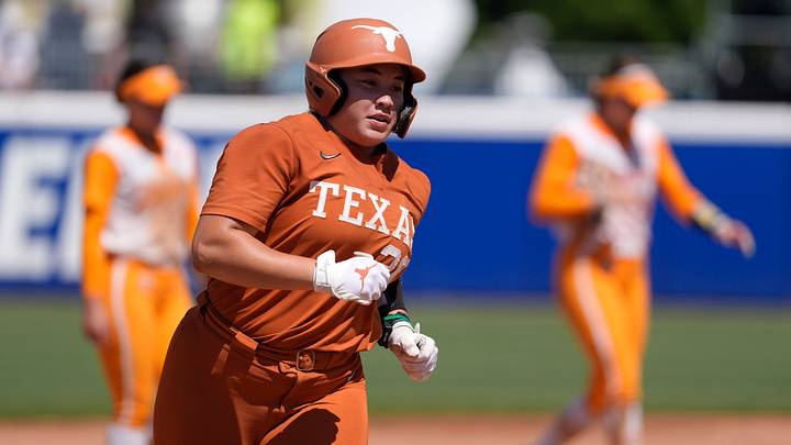 Texas Longhorns utility Katie Stewart (20) runs home after hitting a home run in the fifth inning of the second softball game of the day between the University of Texas Longhorns and the Tennessee Lady Volunteers Texas Longhorns utility Katie Stewart (20) runs home after hitting a home run in the fifth inning of the second softball game of the day between the University of Texas Longhorns and the Tennessee Lady Volunteers